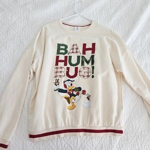 Disney Parks Christmas Sweatshirt Donald Duck Bah Humbug 2021 Size M